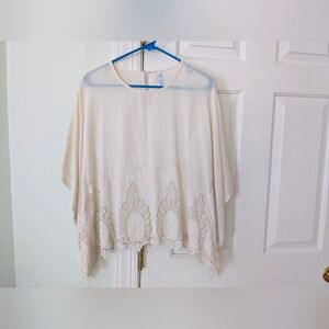 Mango white lace embroidery blouse (Size: M)